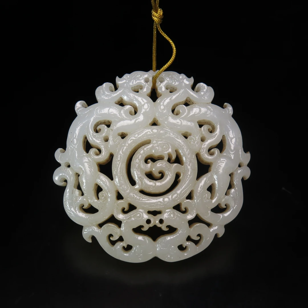 民国镂雕龙凤纹玉佩/MZ513452/和田玉/民族文物