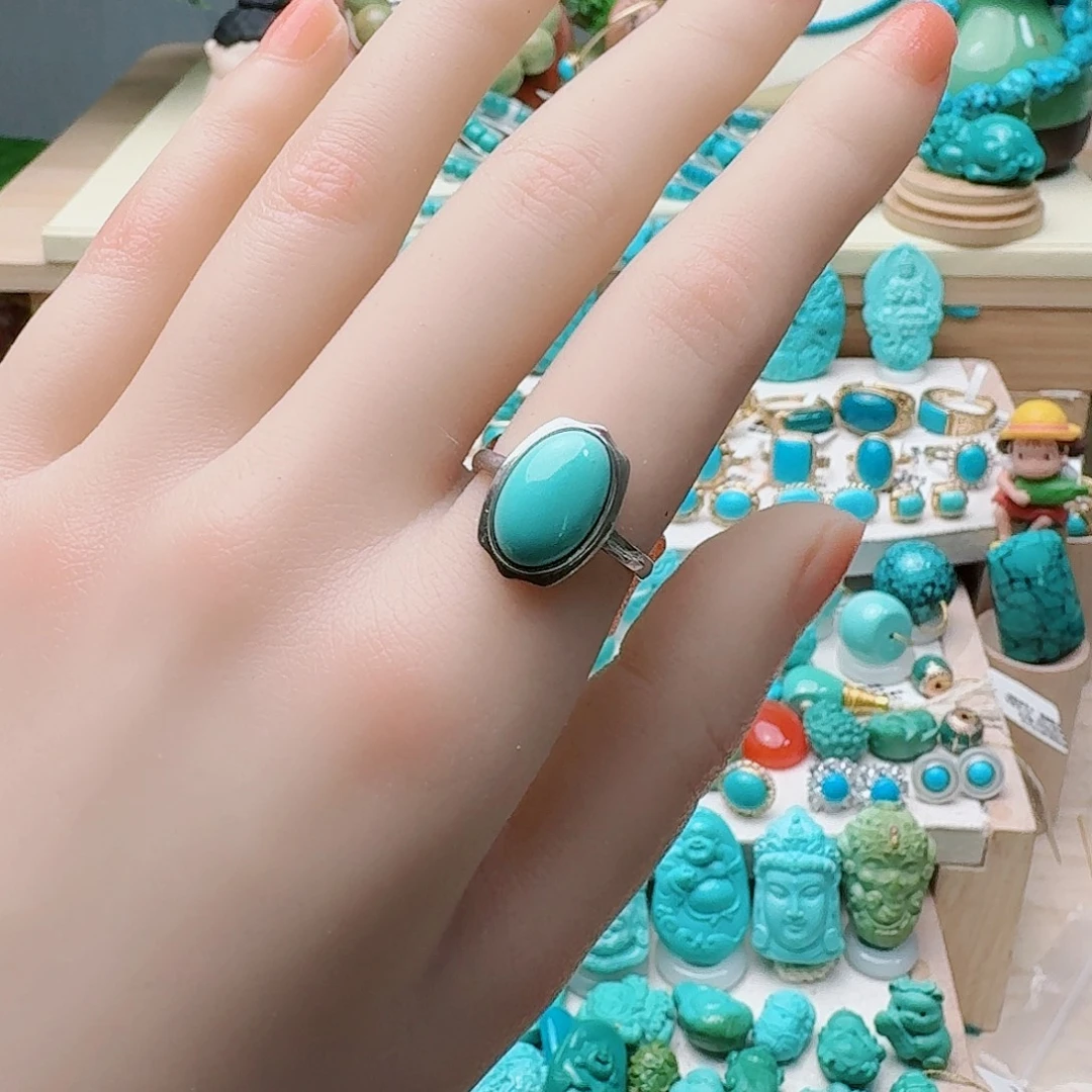 绿松石银S925镶嵌戒指