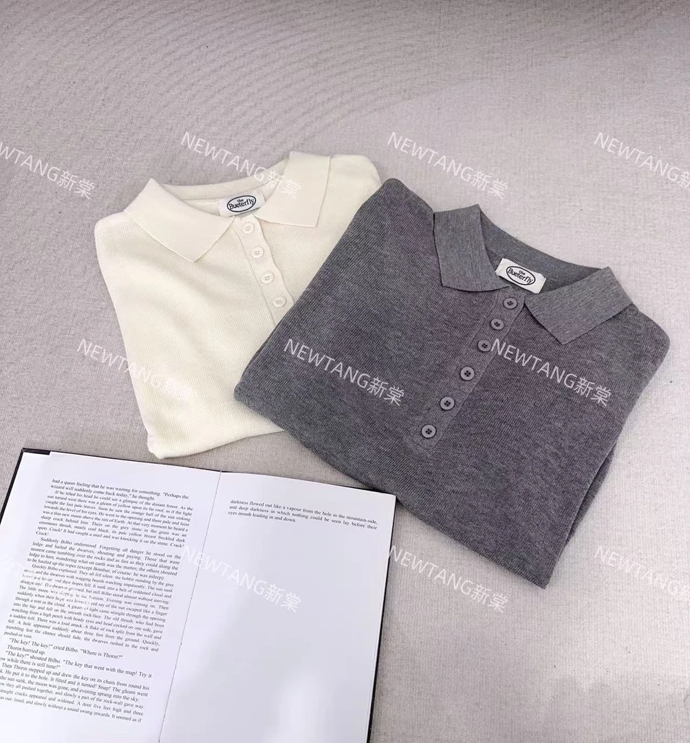 【多粒扣翻领】283高级翻领POLO时尚女夏季显瘦短袖