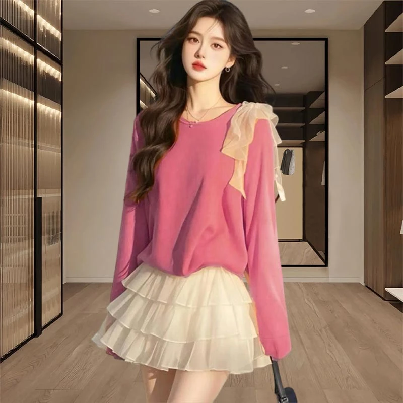 慵懒风高级感韩版通勤上衣女卫衣小个子2025年夏季季新款圆领长袖