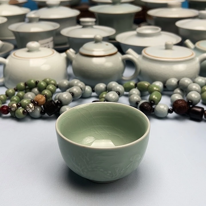 杯微微暇翠绿釉月下独酌杯原矿原釉原产地