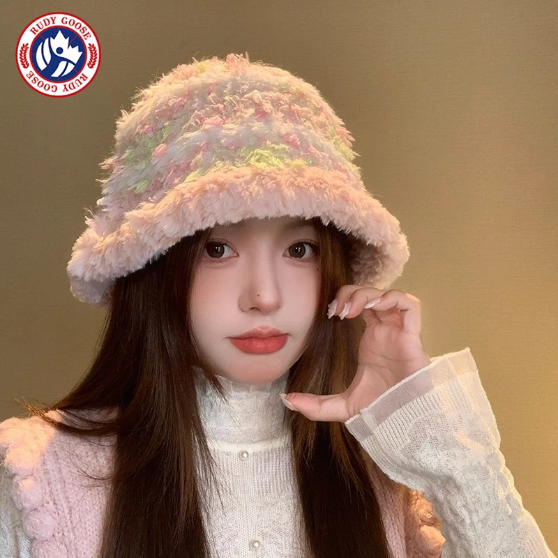 加拿大RUDY GOOSE鹅可爱毛绒渔夫帽女秋冬季显脸小甜美保暖针织帽