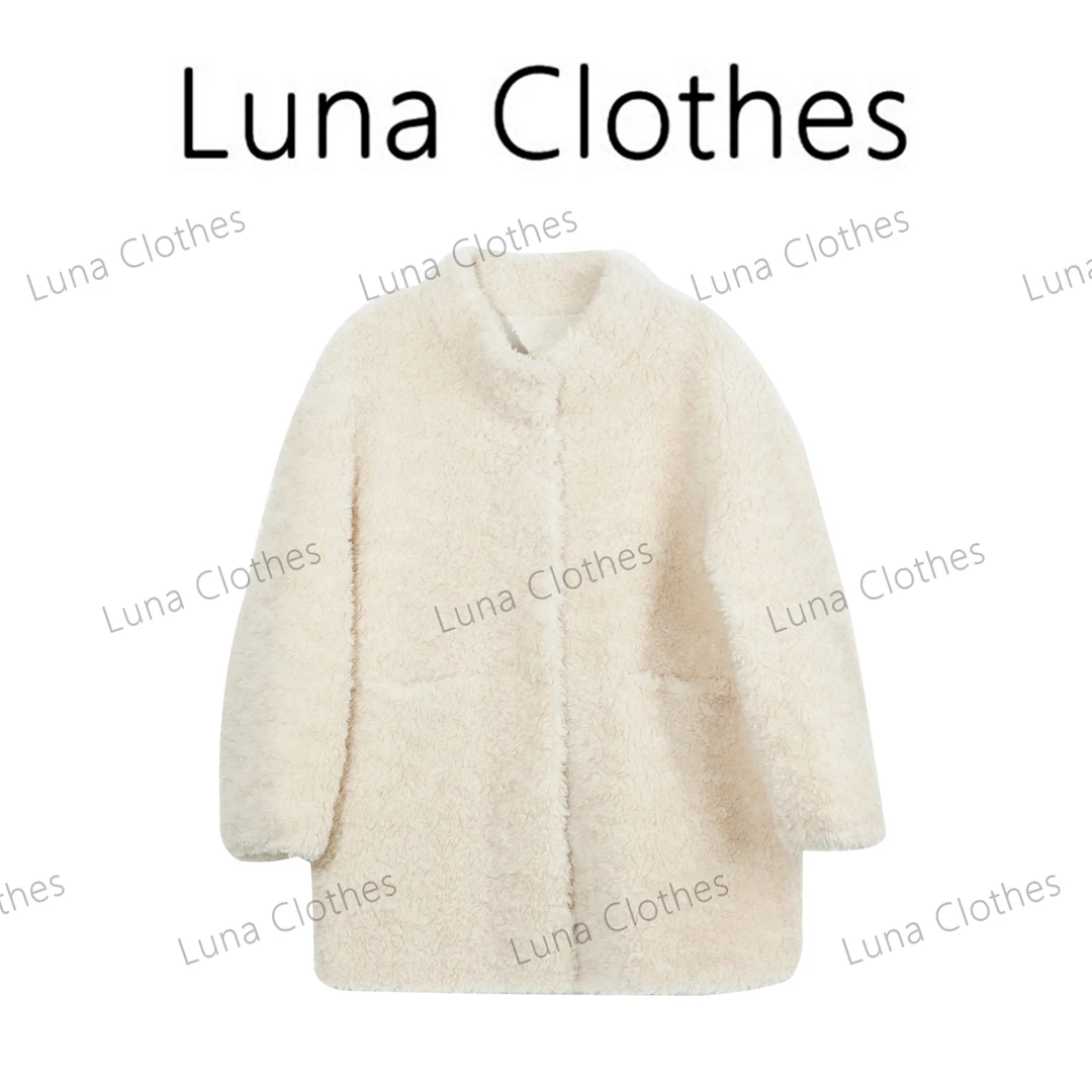 张妍LUNA100羊毛宽松版大口袋中长款百搭时尚外套T-8929