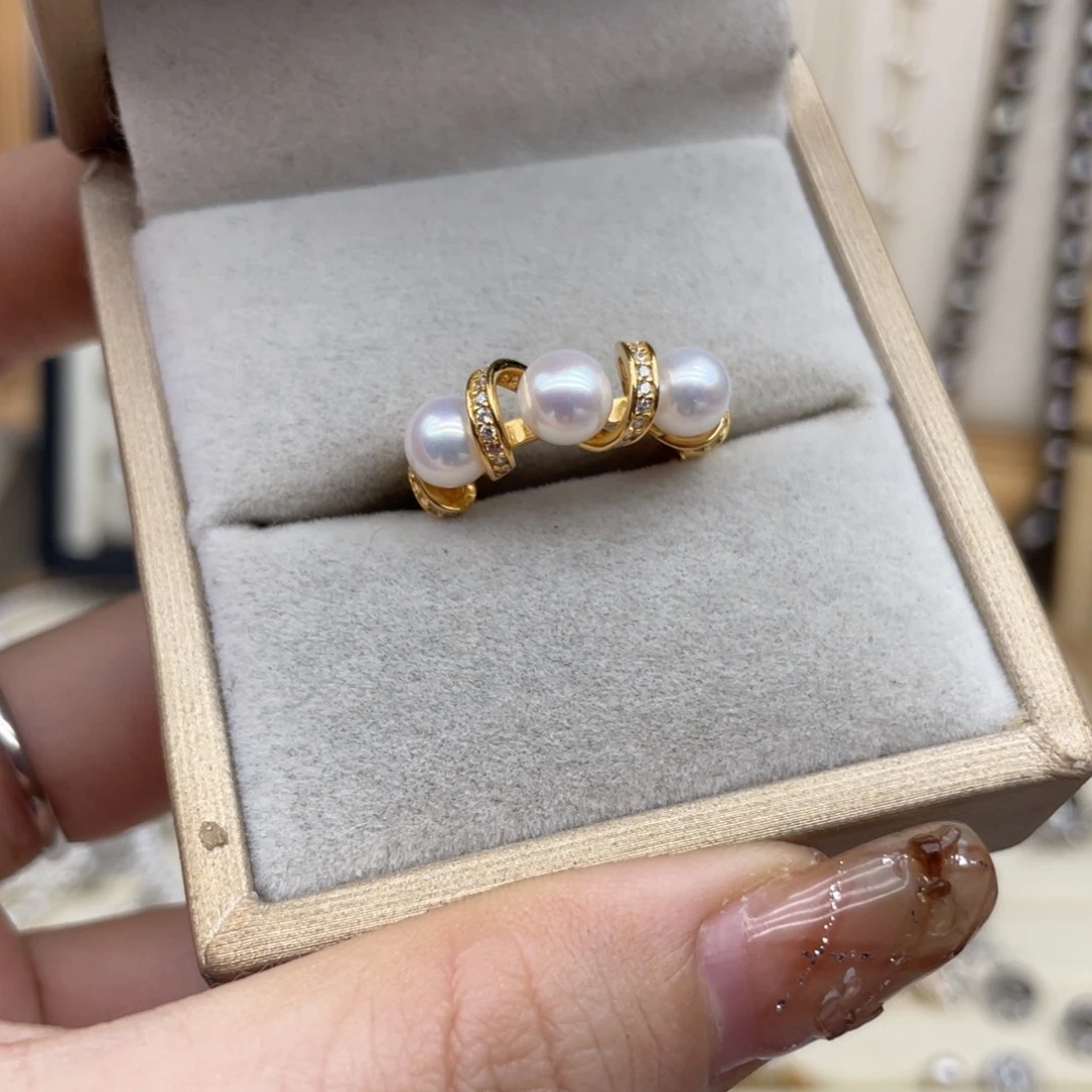 银S925镶嵌戒指淡水珍珠D27