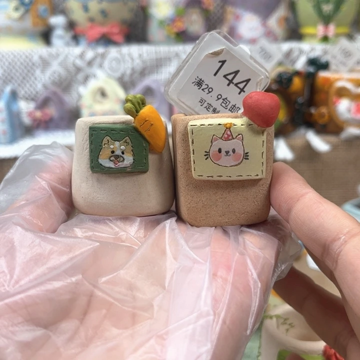 喵***～144素烧花盆手绘花盆
