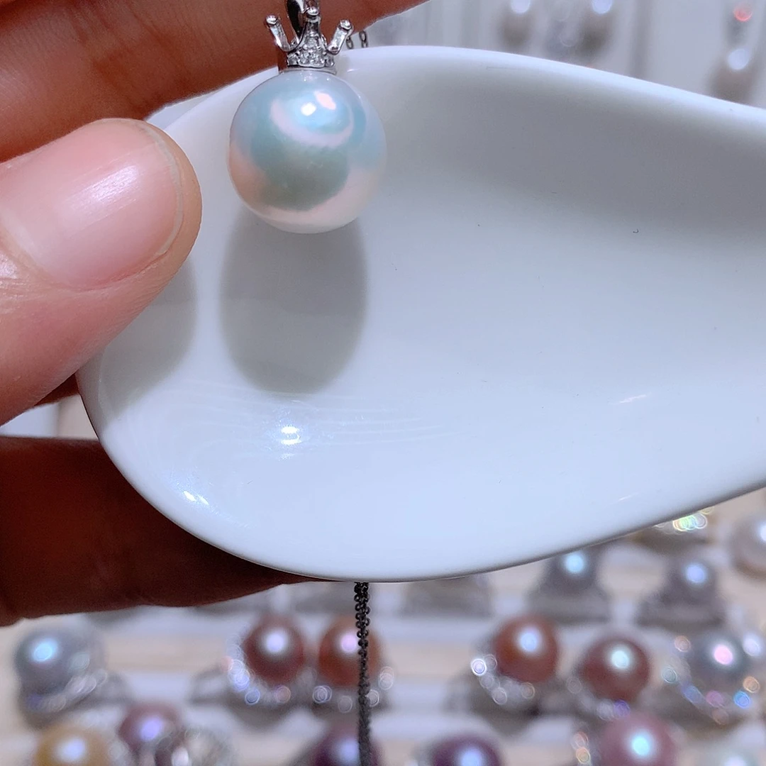 淡水珍珠银S925镶嵌吊坠(赠链)