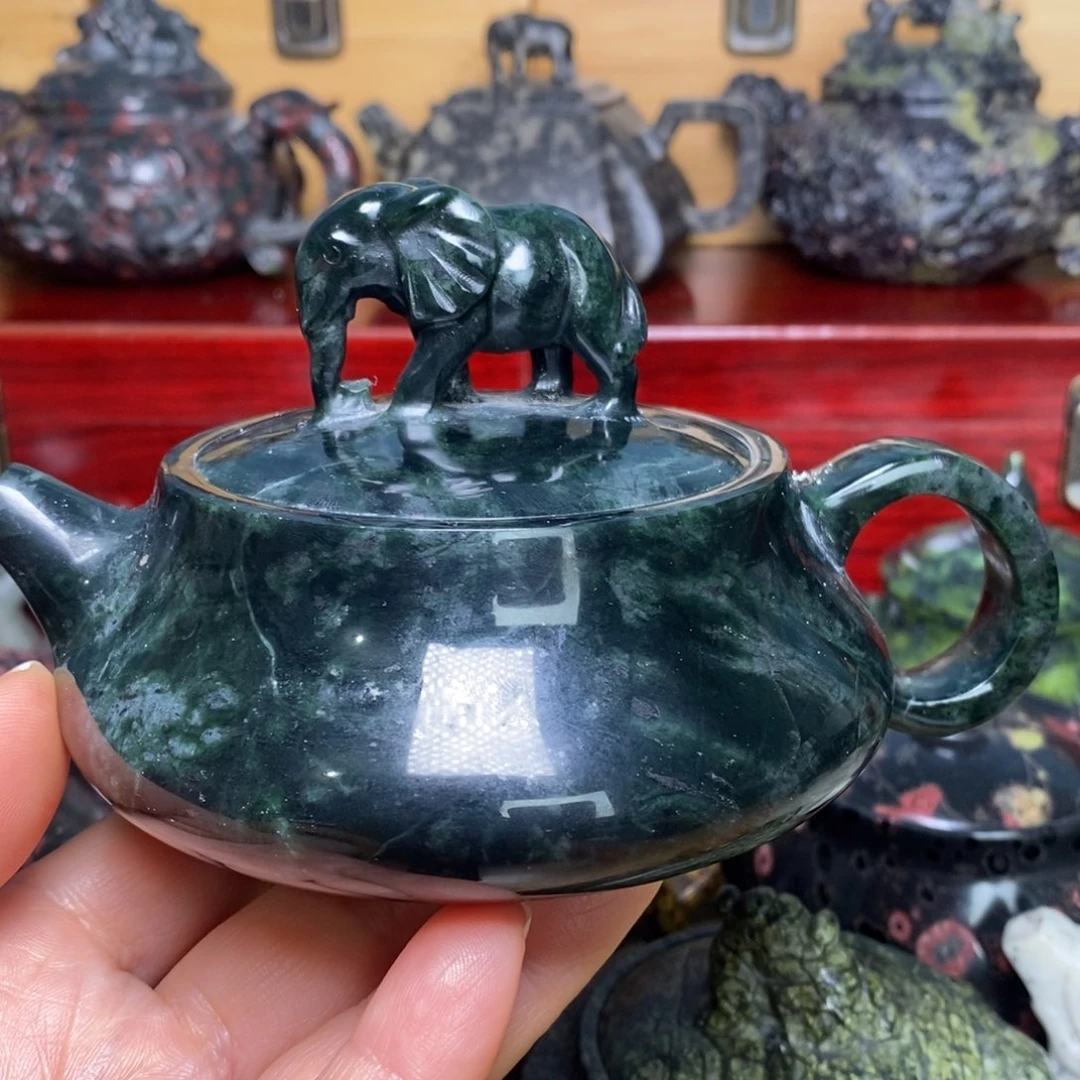 藏玉药王石吉象如意壶180cc