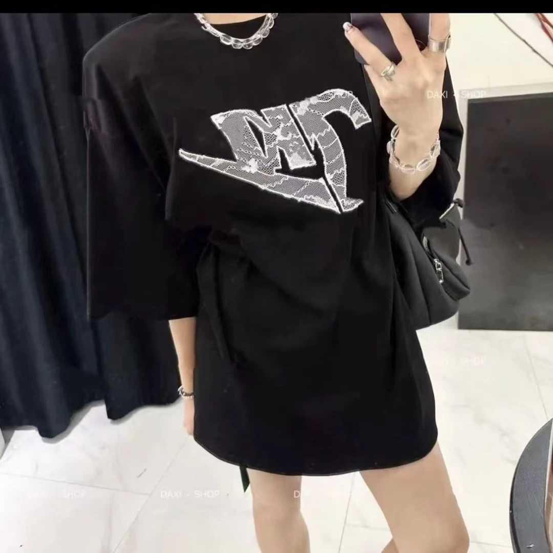 夏季新款【对号】半袖宽松遮屁屁垫肩T恤半袖