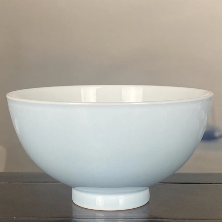 景德镇纯手工天蓝釉鸡心杯茶杯