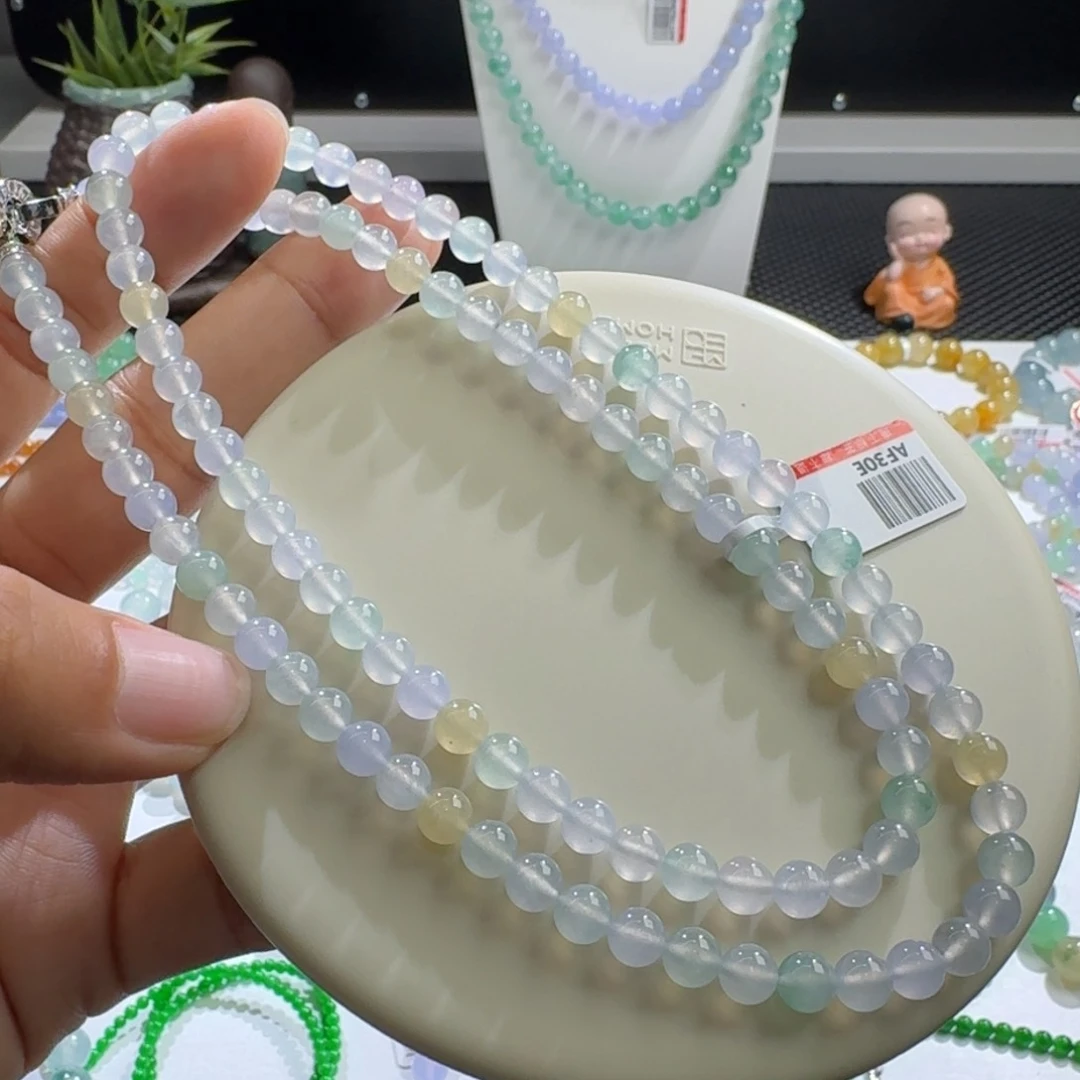 未镶嵌手链翡翠高冰彩钢马卡隆卡6性价比超高！