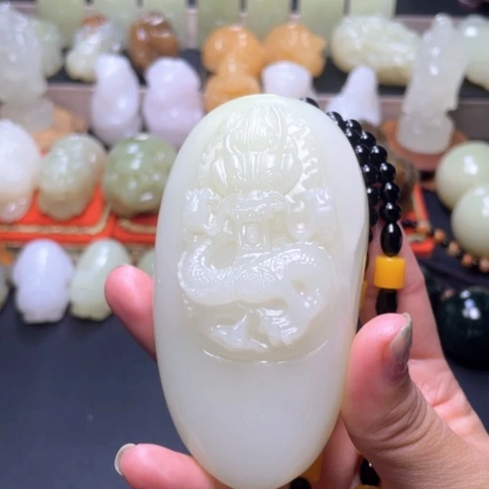 石材方解石手把件