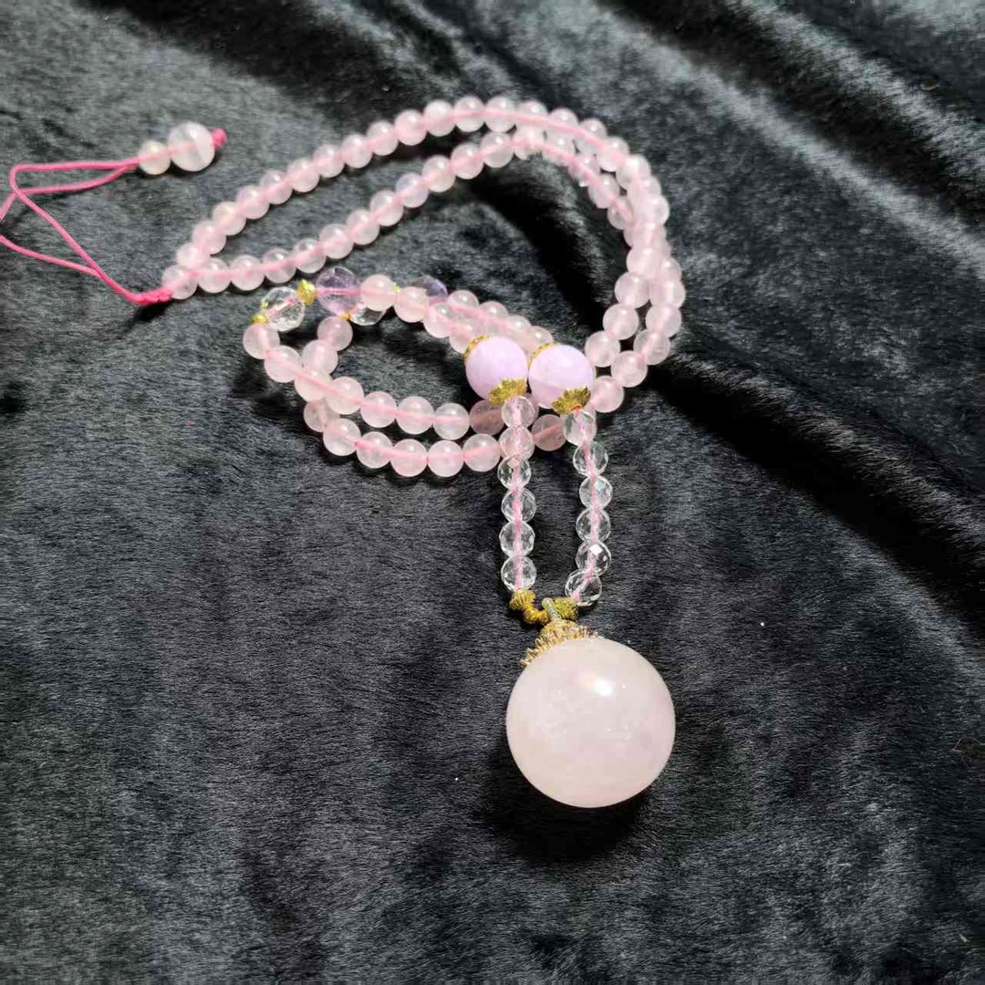 C3420【百百福珠宝】星光冰粉芙蓉晶 粉水晶项链