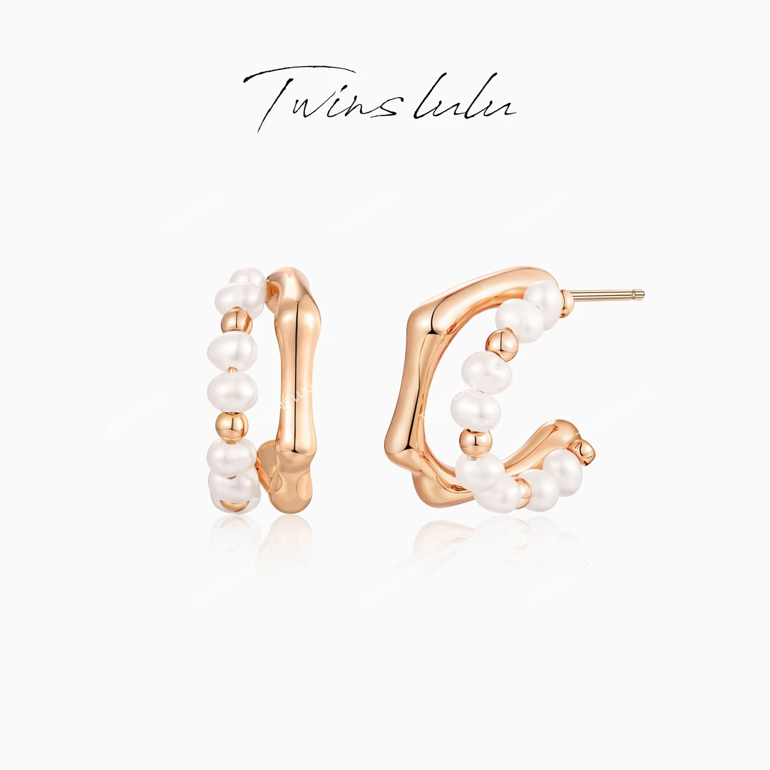 TWINS LULU 镀k金  轻奢气质时尚设计感法式双层珠珠耳环TSL2141