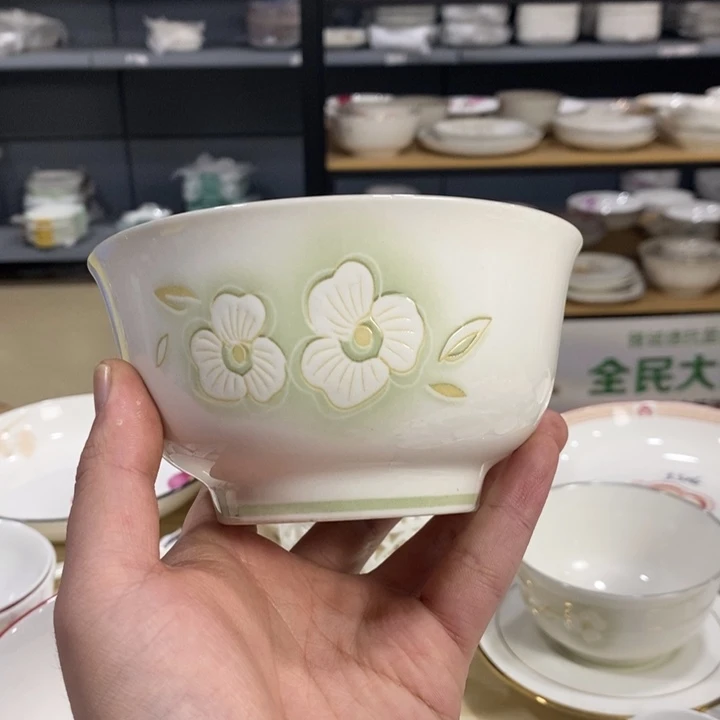 摆件陶323号6个装5英寸雅诚德清香怡人高脚防烫米饭碗