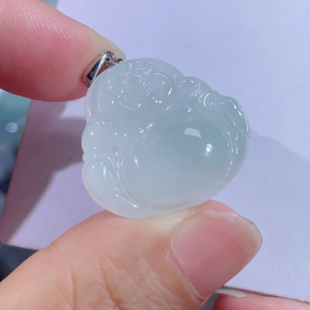 翡翠银S925镶嵌颈饰佛公