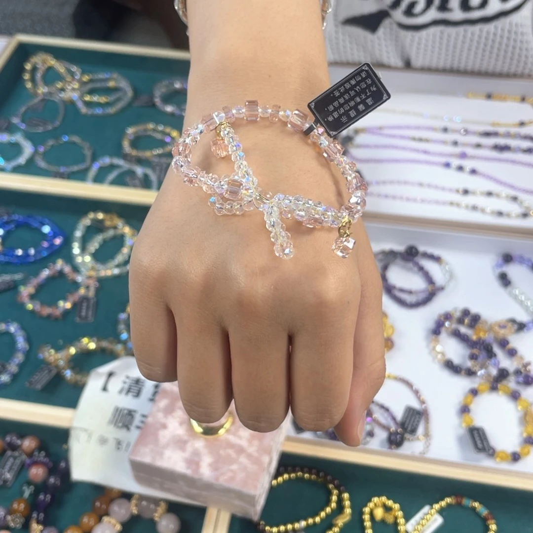 水晶手链银S925镀金镶嵌