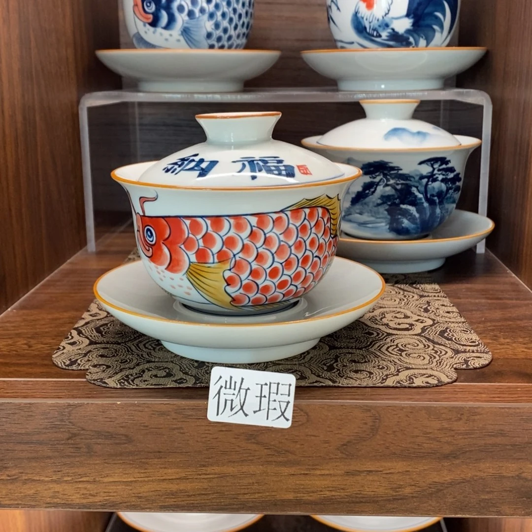 釉下彩老陶泥手工绘制
