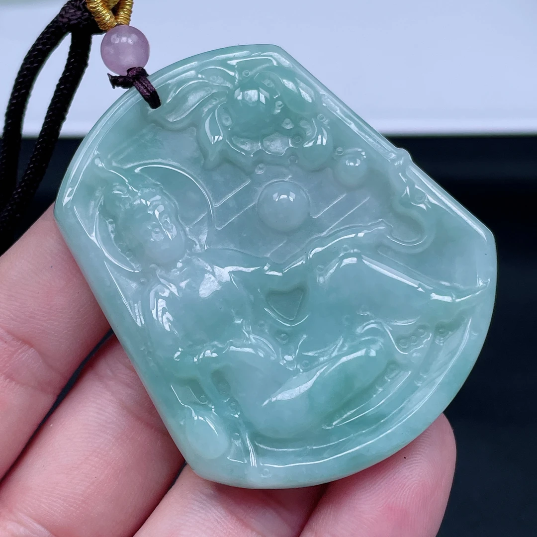 V080缅甸天然翡翠A货观音翡翠吊坠时尚男女款精美气质细腻百搭款