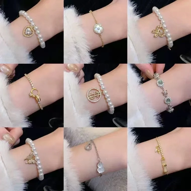 铜合金手链 铜合金合成锆石 时尚百搭简约气质手工网红