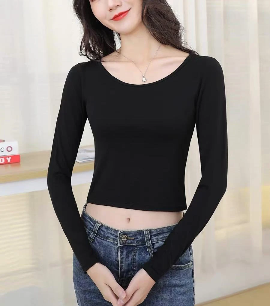 NN1287-时尚针织衫春秋显瘦长袖紧身黑色修身