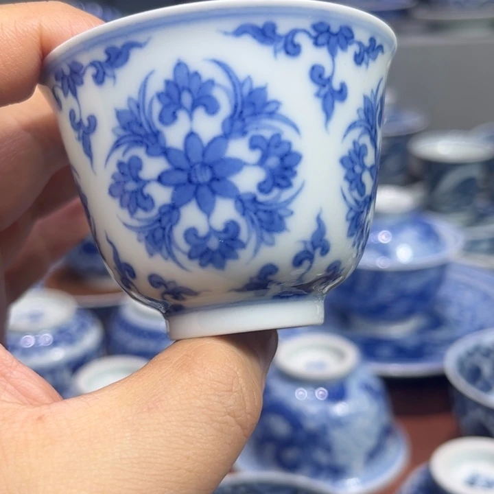 陶摆件景德镇陶瓷青花杯杯