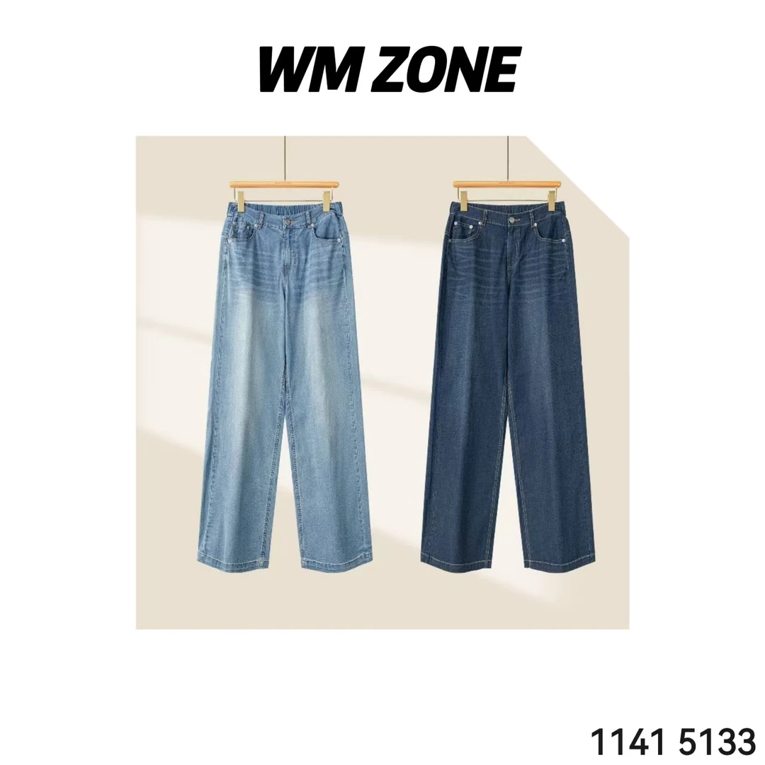 WM  3-5- 3247 5133 女款轻薄垂感牛仔阔腿裤