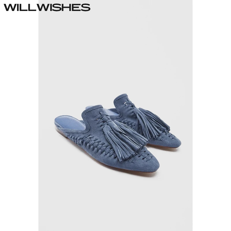 WILLWISHES/王玎原创设计一脚蹬懒人拖鞋女外穿包头平底单鞋女夏