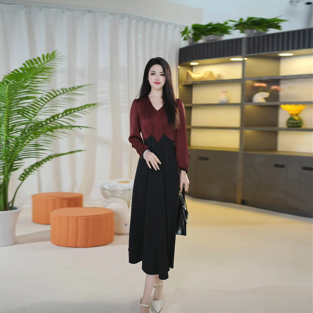 <006>2025年春季新款时尚气质优雅连衣裙中式减龄气质连衣裙