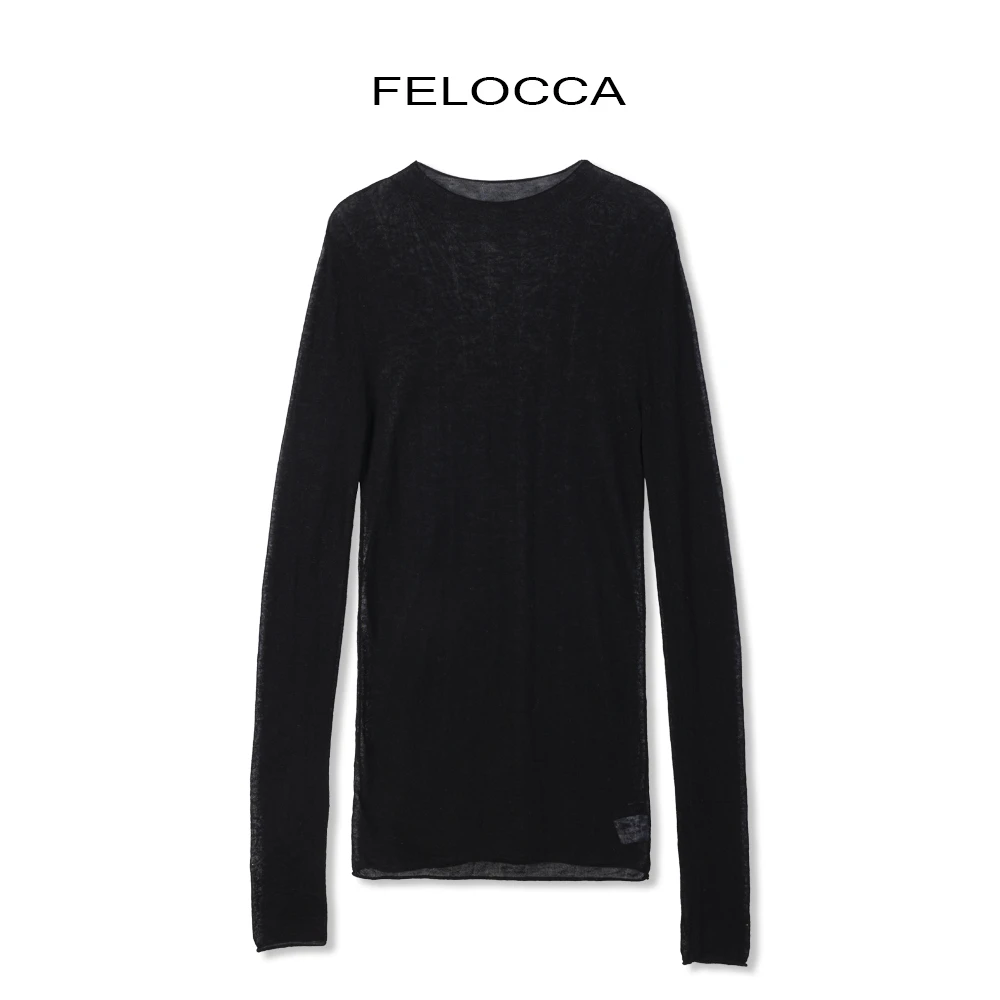 【FELOCCA】水溶羊毛舒适百搭微透圆领针织打底衫  CC2314