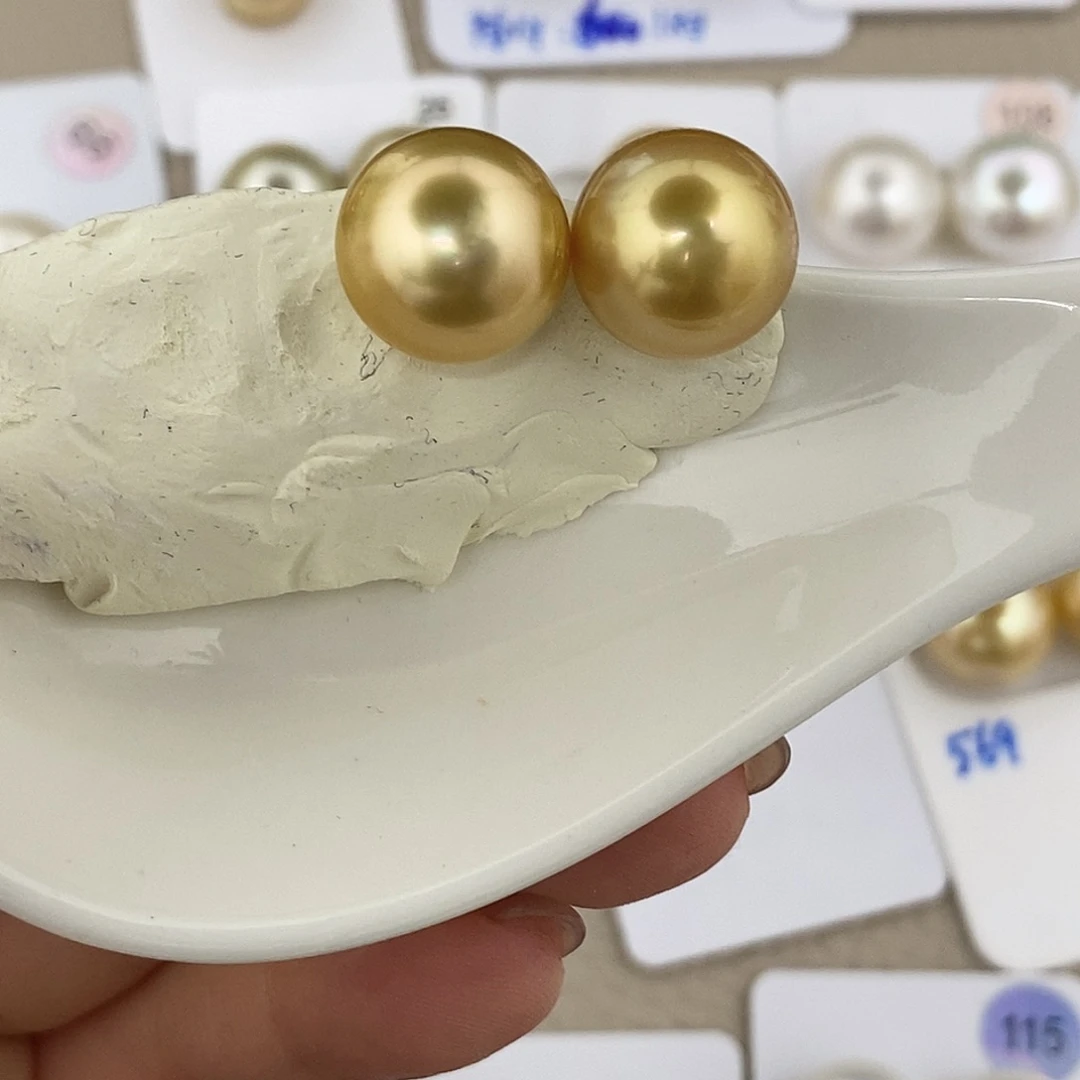 未镶嵌海水珍珠浓茶金对珠