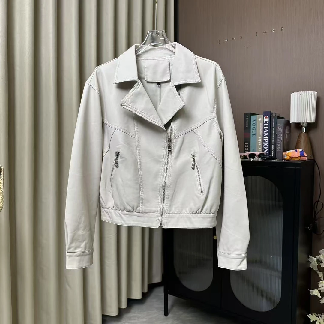 75号链接-韩版机车服短款皮衣显瘦半开领女装常规袖