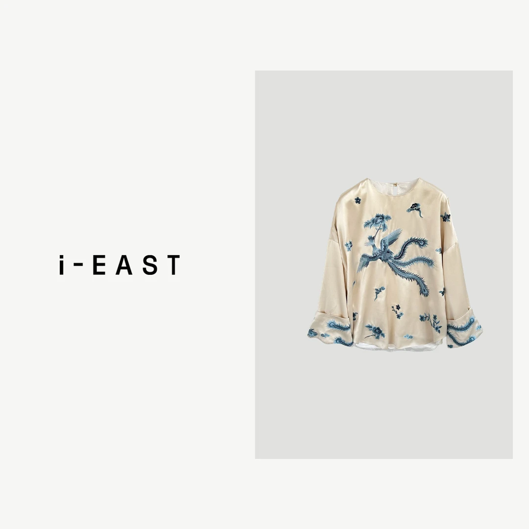 i-EAST 凤引南枝~重工刺绣凤凰衬衫上衣-4C T12218