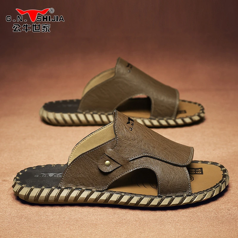 公牛世家男款夏季一字拖户外休闲沙滩凉拖鞋外穿百搭男士拖鞋男鞋