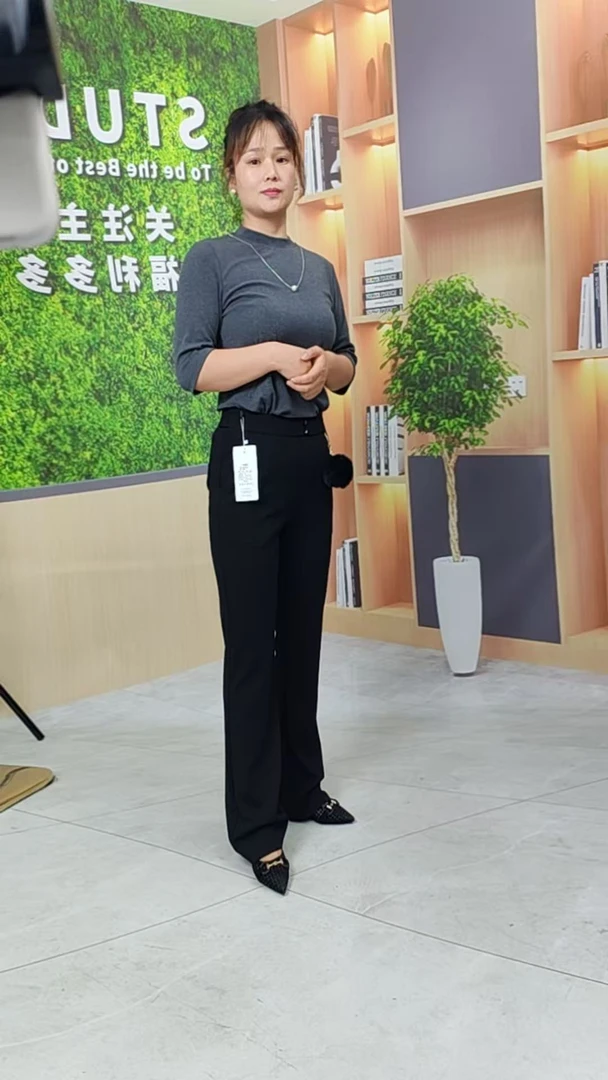 休闲风微喇裤8626弹力高腰修身女薄款早微喇女士长裤显瘦百搭