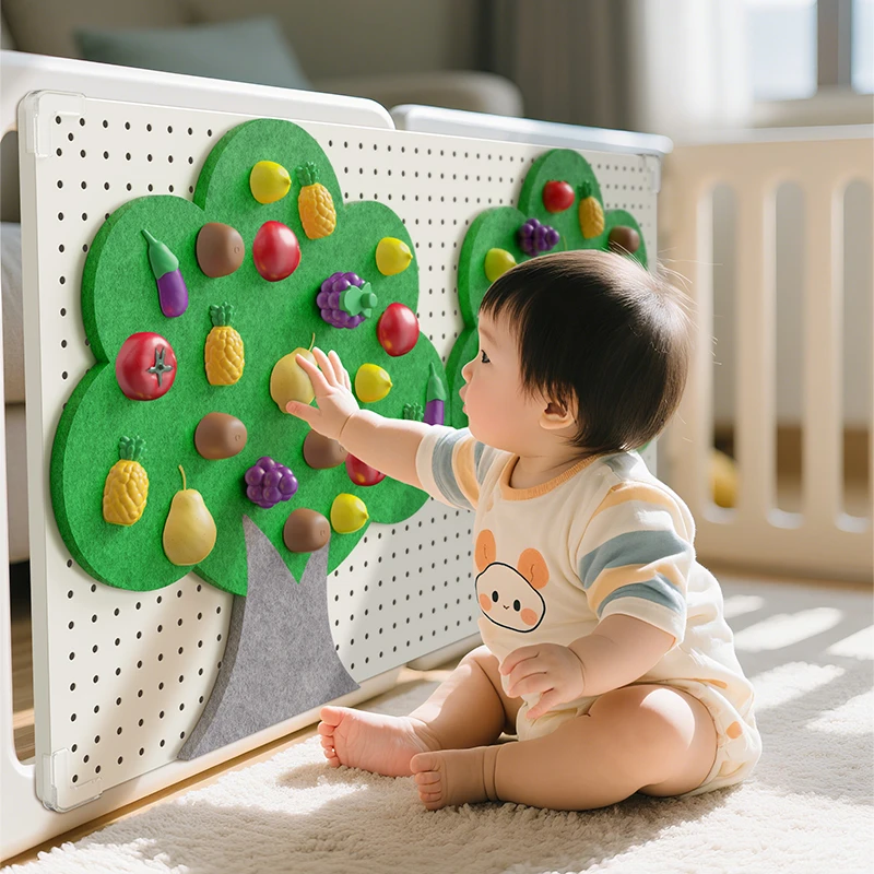 毛毡板摘摘乐儿童益智玩具趣味早教认知水果切切乐围栏DIY果蔬