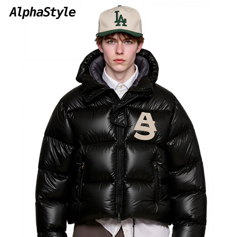 ALPHASTYLE潮牌秋冬款男女保暖休闲新款羽绒服男款外套狂欢季好物