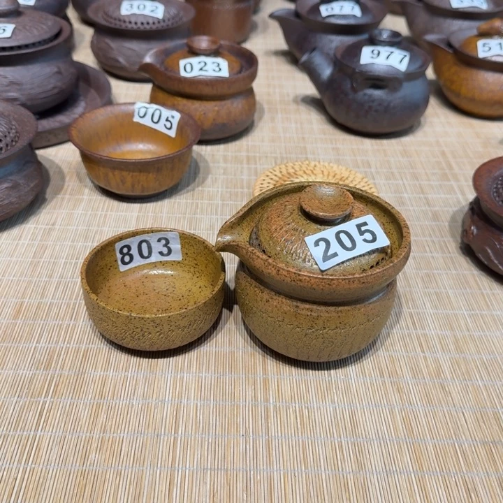 杯鲁****车粗瓷茶具素胎无釉盖碗