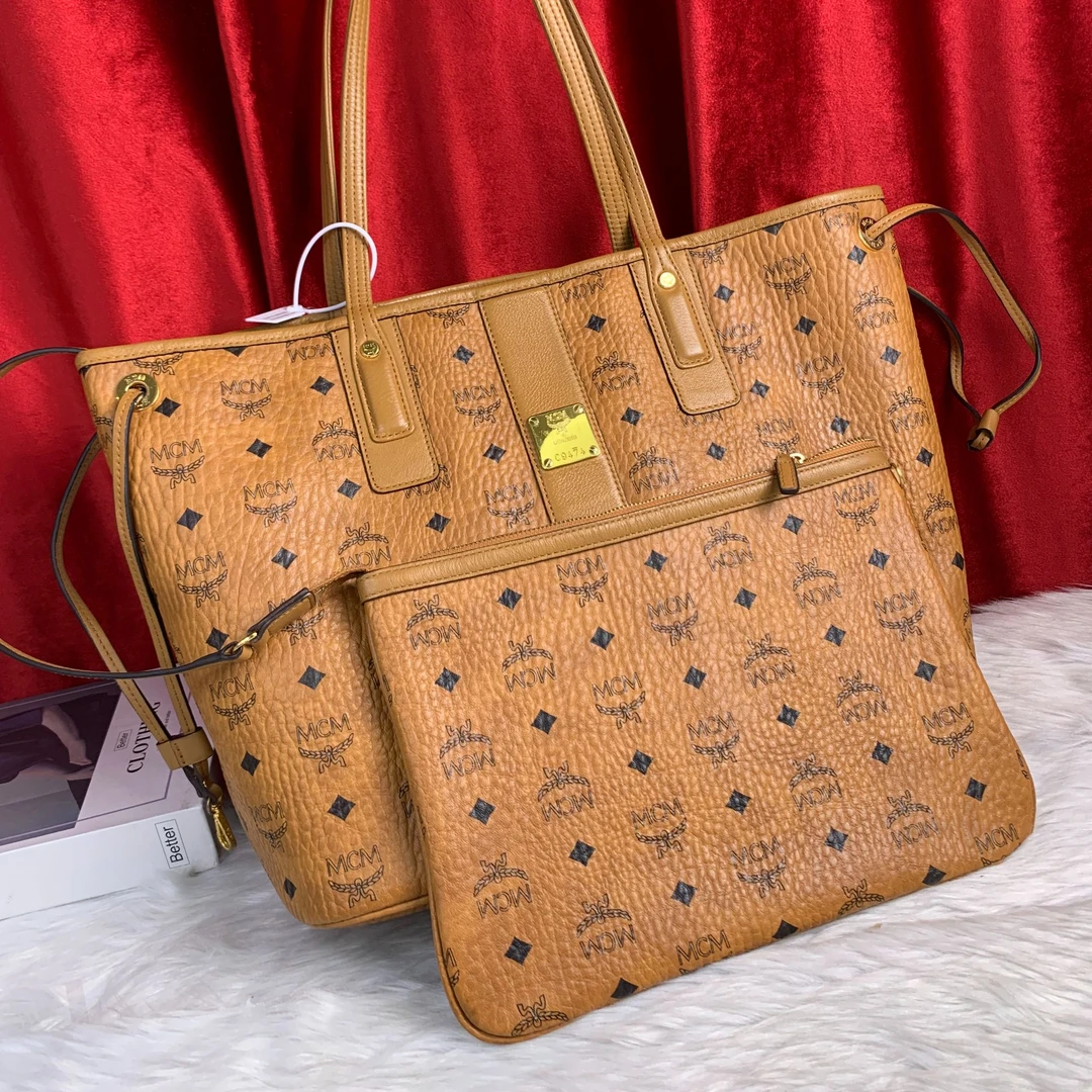 95新 MCM 干邑色单肩托特包/SD09118345/8345