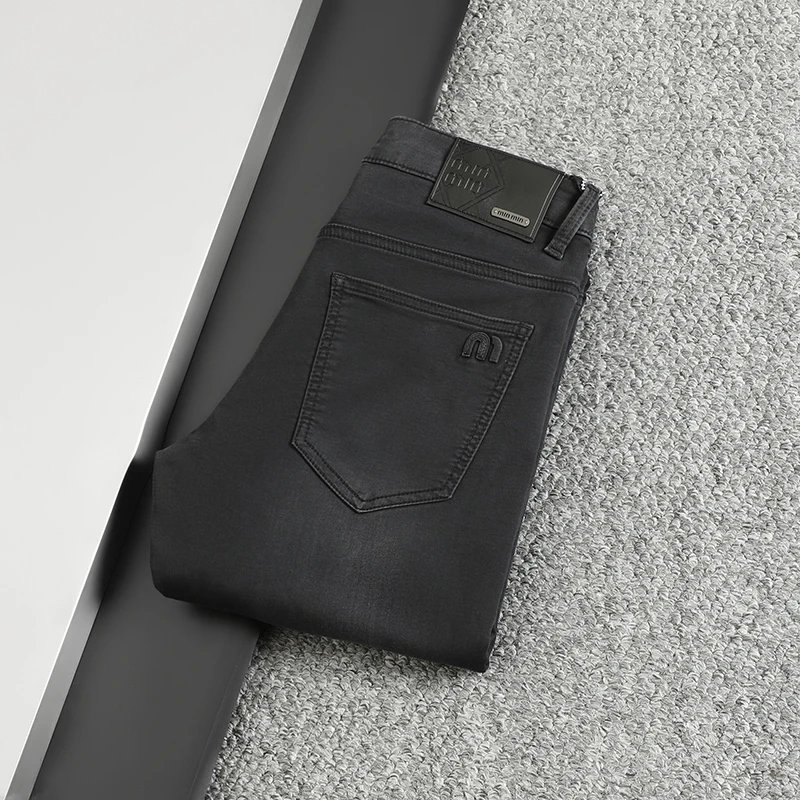 KEMPOTIWO肯珀蒂韦潮牌针织高弹力休闲男士牛仔裤流修身百搭长裤