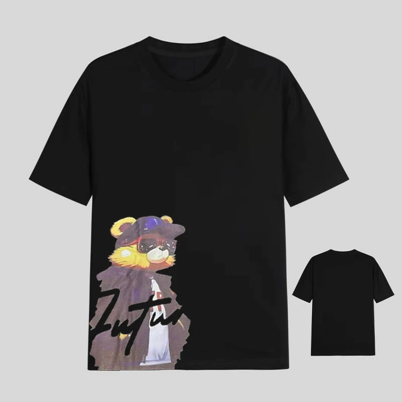 【109号链接-油墨彩印熊】短袖T恤男女同款宽松经典前幅印花