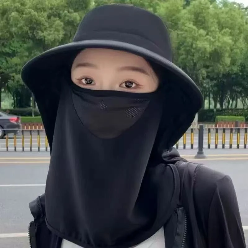 全方位防晒帽透气遮脸面罩护颈一体太阳帽防紫外线户外遮阳帽女夏