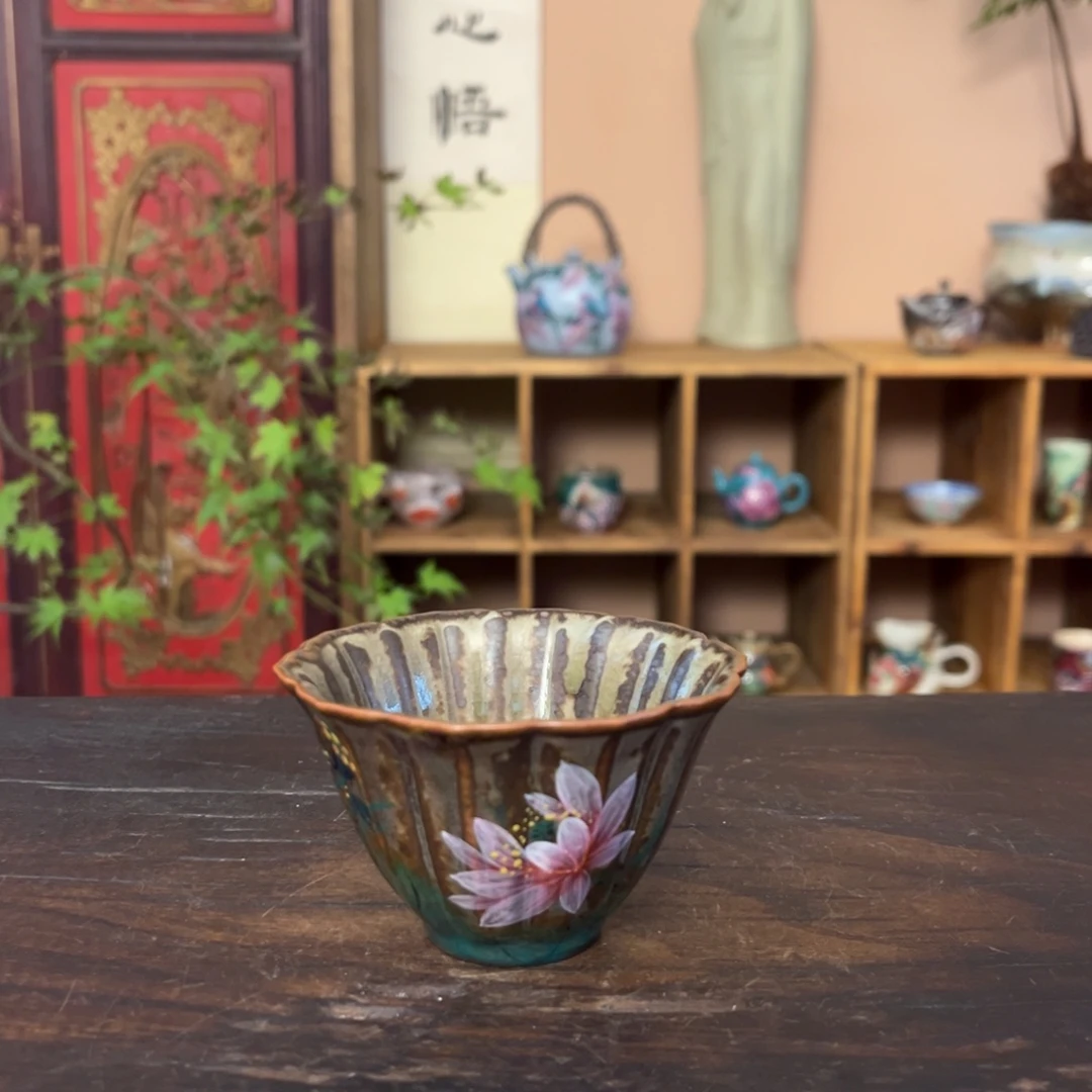 杯柴烧纯手工手绘陶瓷
