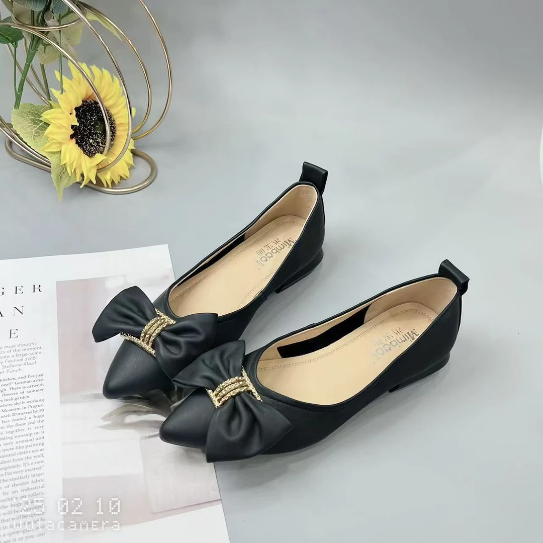 A6605 新款法式浅口粗跟尖头百搭单鞋