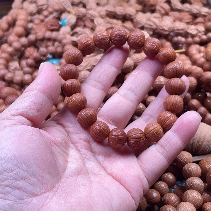 手串猴头核桃1.3+自然泛油风羽