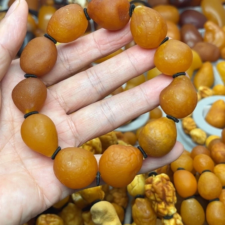 琥珀未镶嵌裸石天然蜜蜡手串