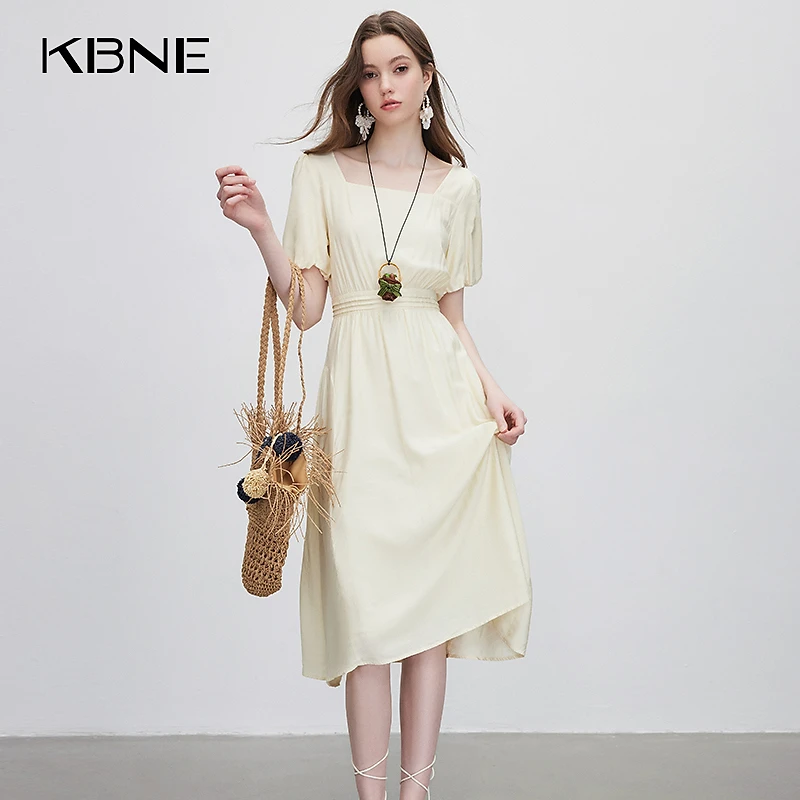 1217【金拐子专属】KBNE连衣裙女方领气质长裙2025夏季新款小众
