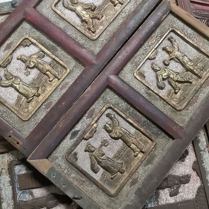 木?****️老木雕花版一对