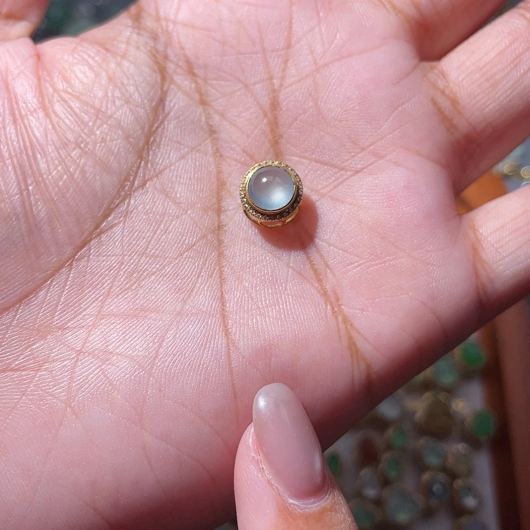 吊坠(不含链)18K金镶嵌翡翠