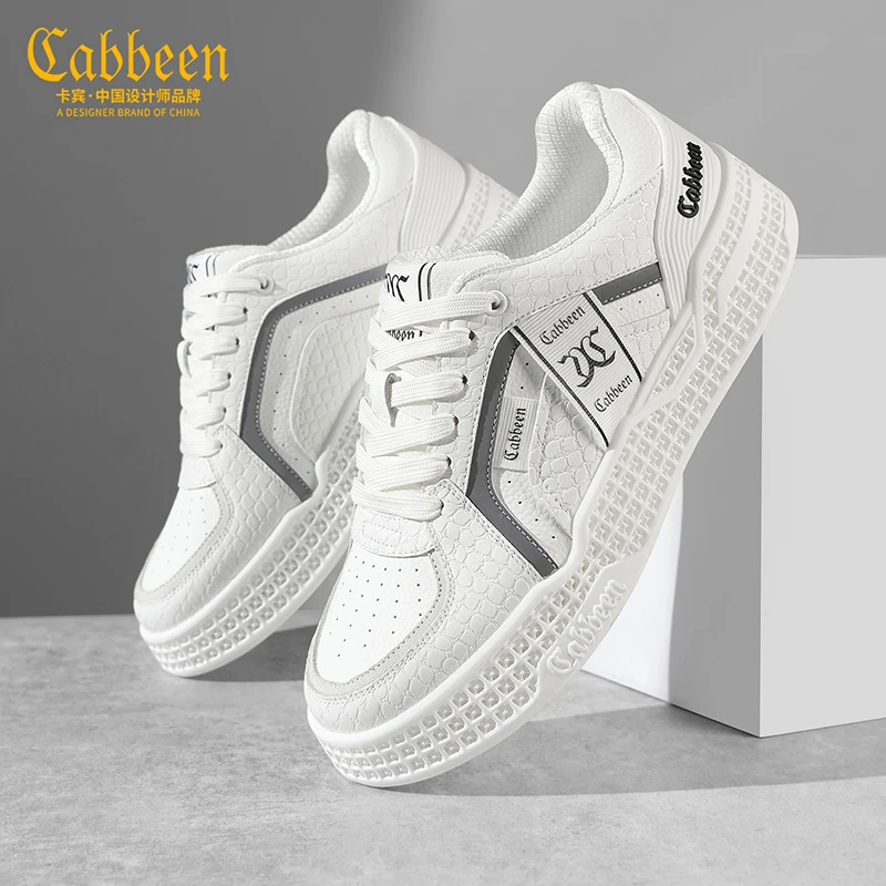 卡宾潮牌男鞋2025冬季新款3D打印厚底休闲小白鞋高级感潮流板鞋男