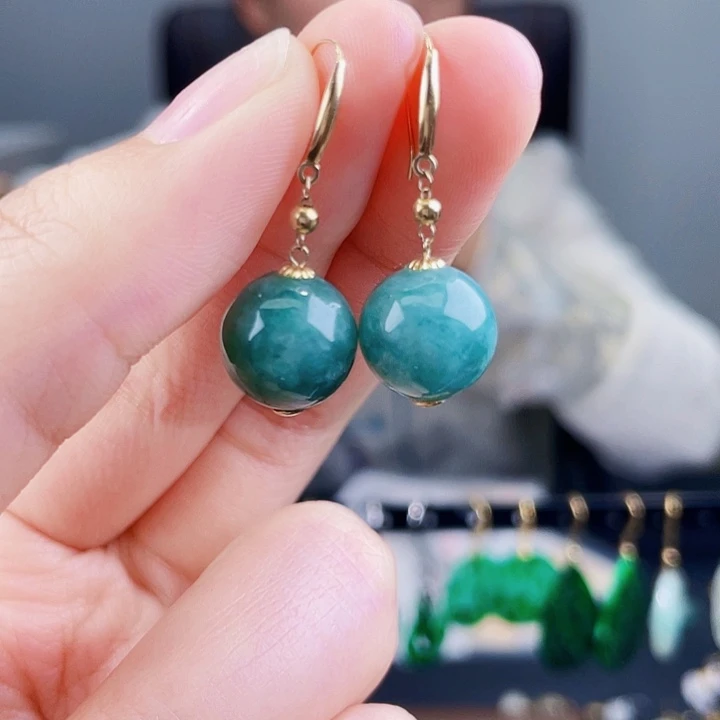 翡翠耳饰18K金镶嵌饰品